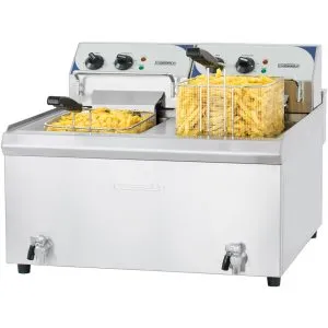 CASSELIN - Friteuse électrique avec vanne de vidange 2 x 10 litres haut rendement