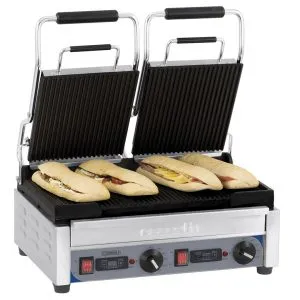 CASSELIN - Grill Panini double Premium Rainurée - Rainurée avec minuteur