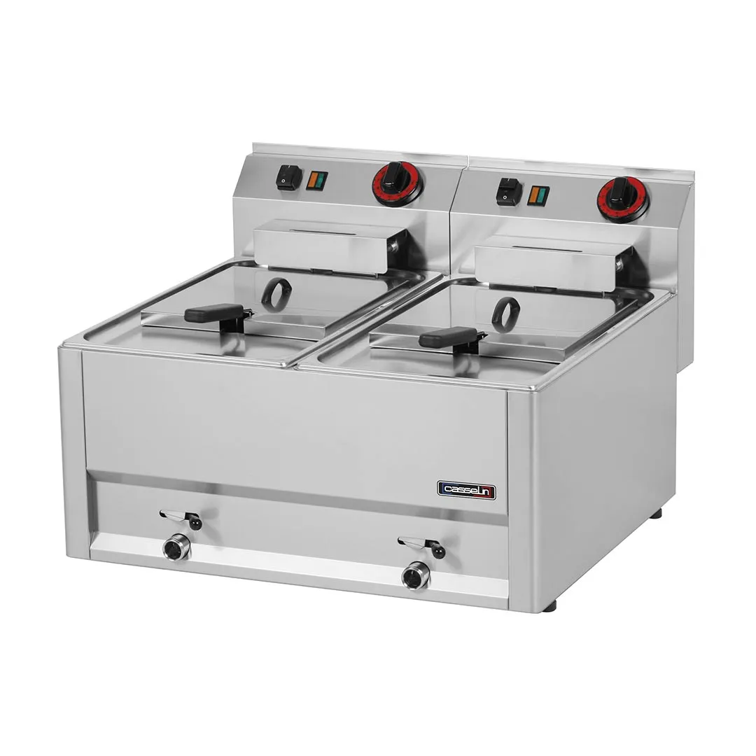 CASSELIN - Friteuse électrique à poser avec vanne de vidange 2x8 litres T 66