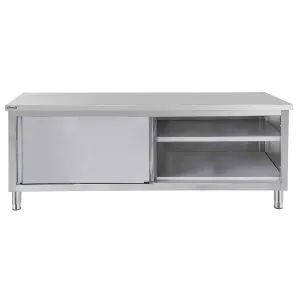 CASSELIN - Table de travail Inox 600 avec portes coulissantes 1400 mm