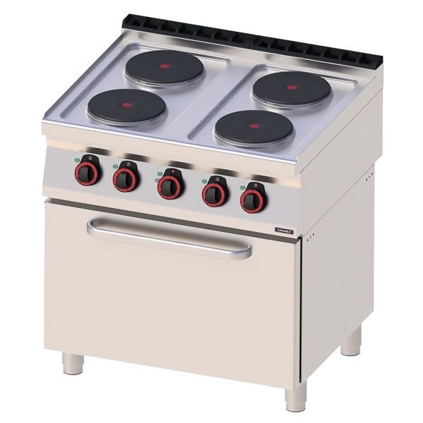 CASSELIN - Fourneau électrique 4 feux avec four électrique ventilé GN 1/1 80