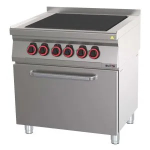 CASSELIN - Fourneau électrique 4 plaques coup de feu avec four électrique ventilé GN 1/1 80