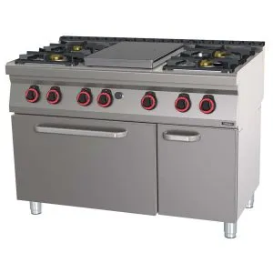 CASSELIN - Fourneau gaz 4 feux + 1 plaque coup de feu avec four électrique statique GN 2/1 HP 120