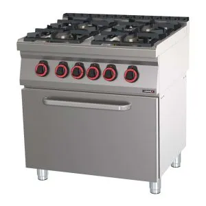 CASSELIN - Fourneau gaz 4 feux avec four électrique statique GN 2/1 HP 80