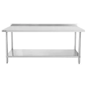 CASSELIN - Table de travail inox 700 avec dosseret et étagère 1200 mm