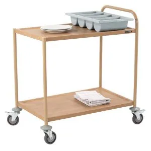 CASSELIN - Chariot de service imitation bois 2 plateaux 1 arceau