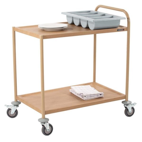 CASSELIN - Chariot de service imitation bois 2 plateaux 1 arceau