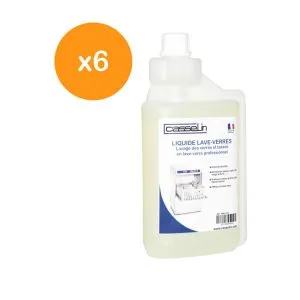 CASSELIN - Lot de 6 - Liquide de lavage pour lave-verres 1L