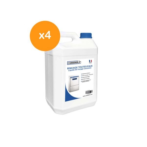 CASSELIN - Lot de 4 - Liquide de rinçage pour lave-vaisselle et lave-verres 5L