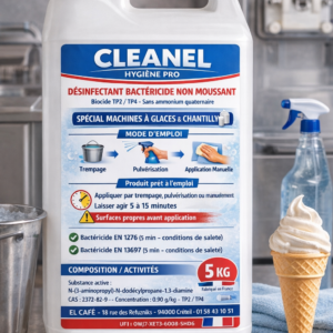 CLEANEL - Dégraissant désinfectant glaces et chantilly 5 KG